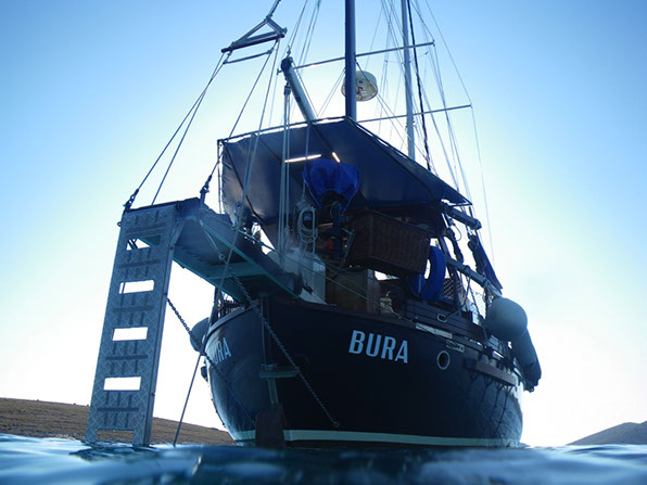 Bura yacht sailing at sea