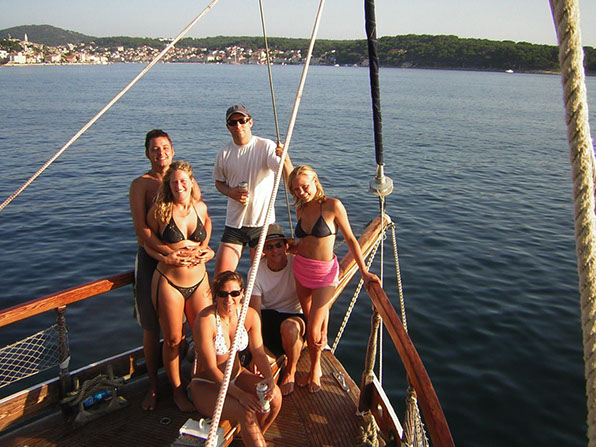 Happy guests on yacht charter